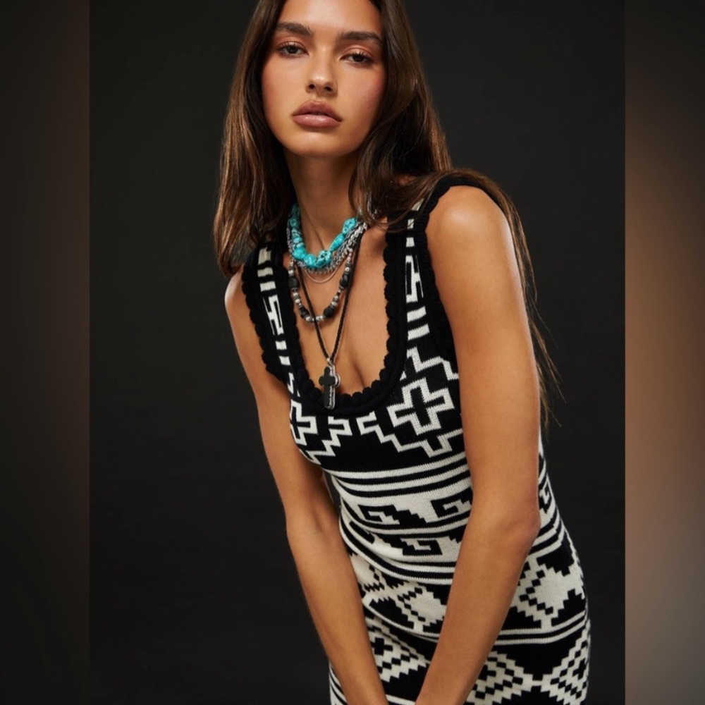 Beach Riot Black & White Geometric Knit Mini Dress - Picture 2 of 6
